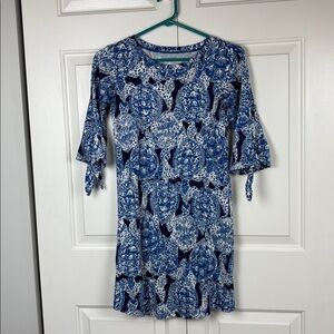 Lilly Pulitzer Blue and White 100% Pima Cotton Dress - XXS